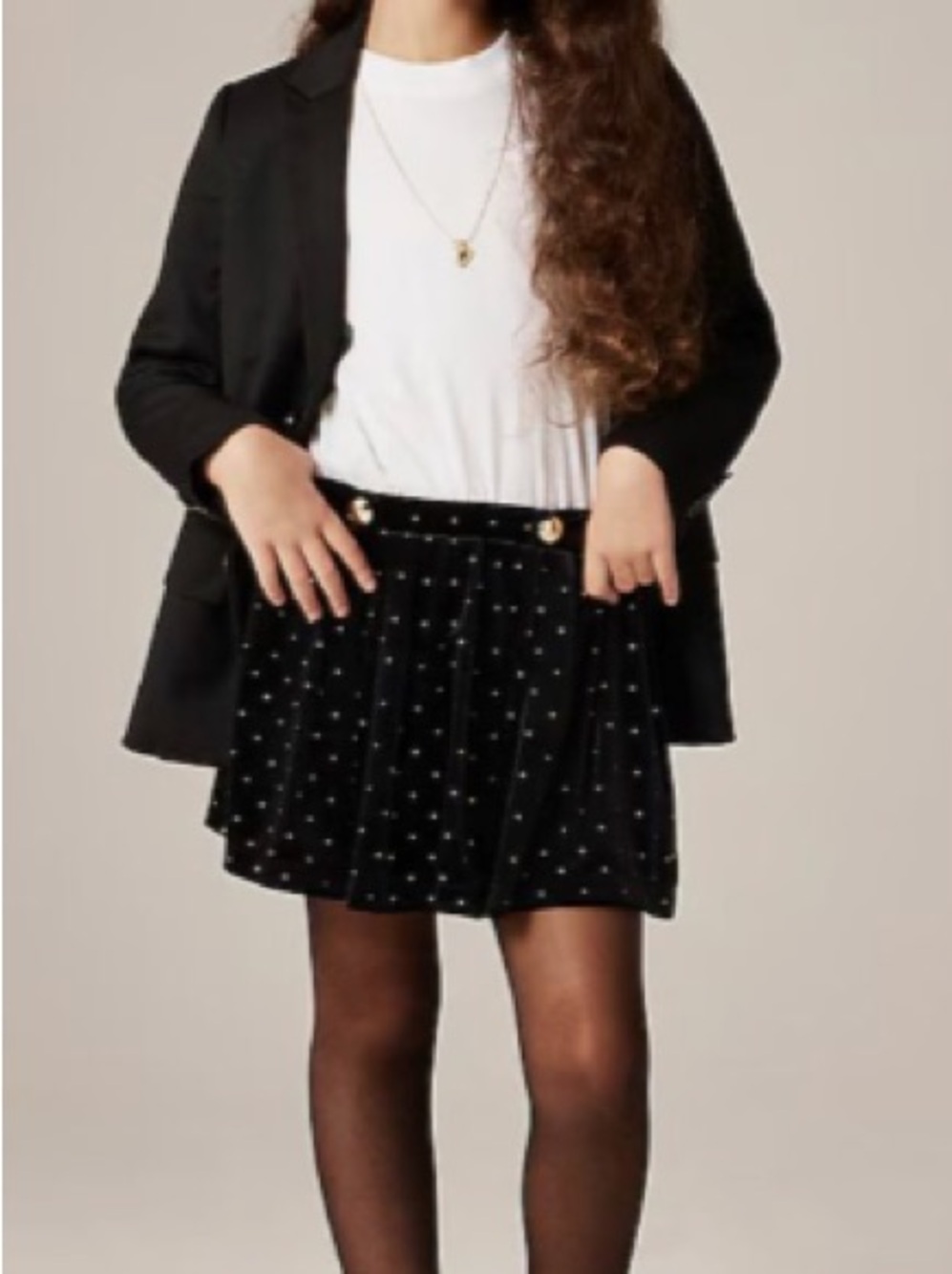 NWT J.Crew Crewcuts Pull On Pleated Gold Stud Studded Velvet Skirt 10